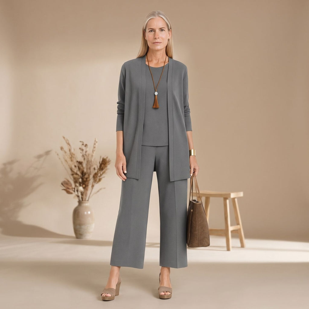 Dreiteiliges Outfit Damen mit Cardigan und Culotte - 1 - Jasminaboutique.com