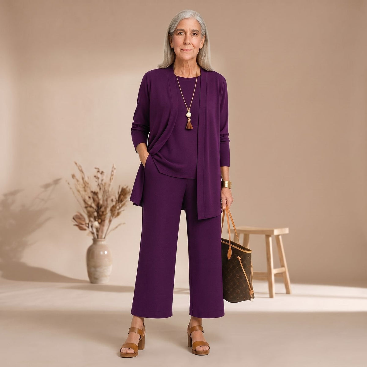 Dreiteiliges Outfit Damen mit Cardigan und Culotte - 5 - Jasminaboutique.com