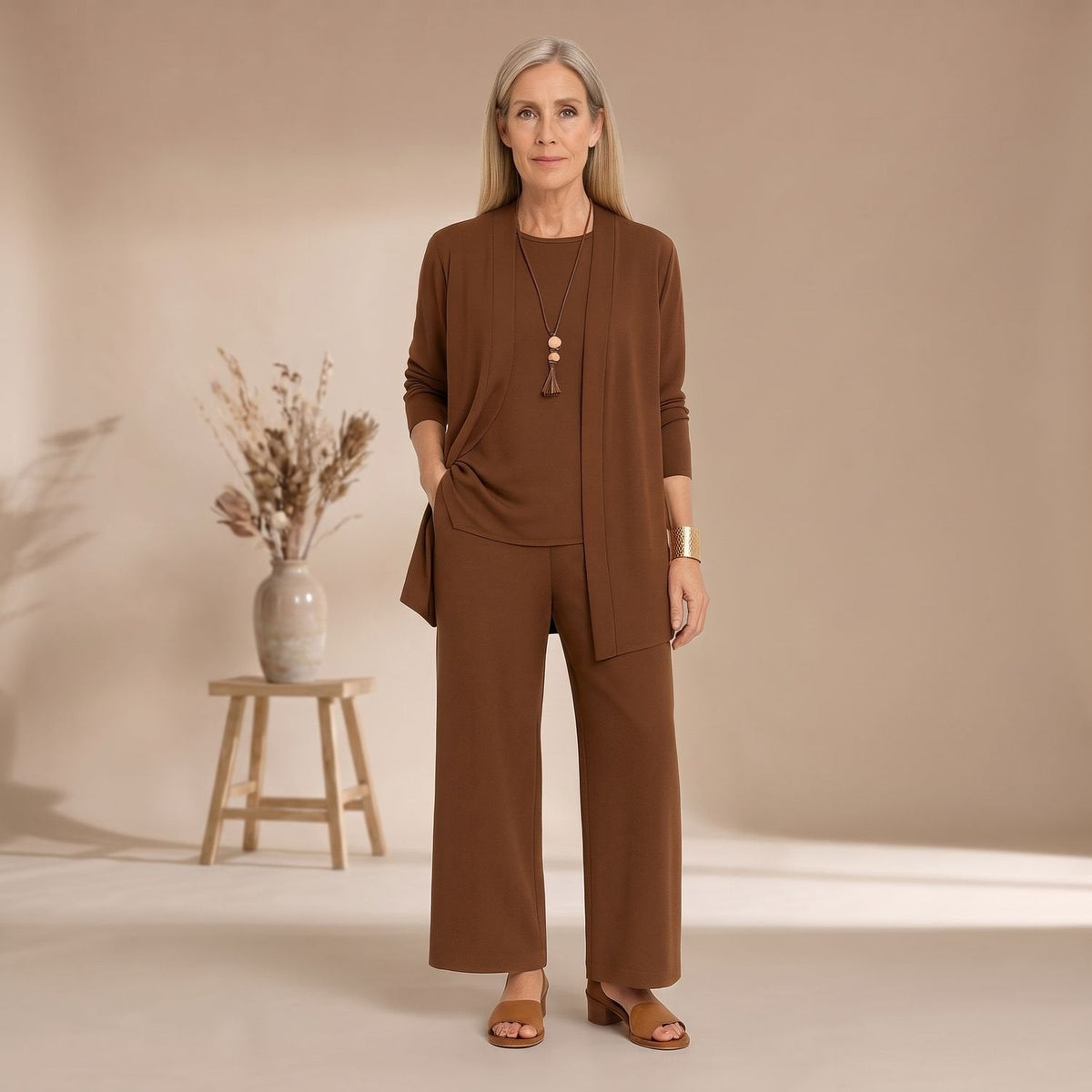 Dreiteiliges Outfit Damen mit Cardigan und Culotte - 6 - Jasminaboutique.com