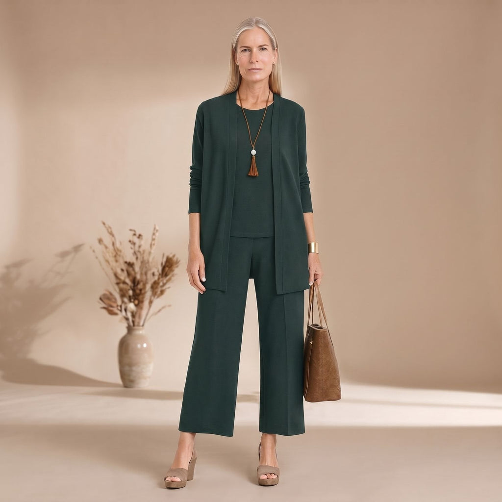Dreiteiliges Outfit Damen mit Cardigan und Culotte - 8 - Jasminaboutique.com