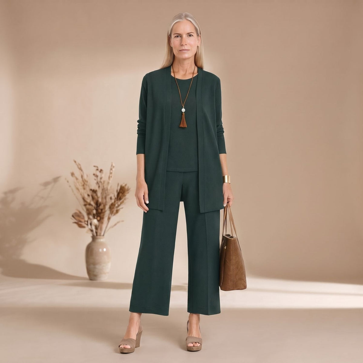 Dreiteiliges Outfit Damen mit Cardigan und Culotte - 8 - Jasminaboutique.com
