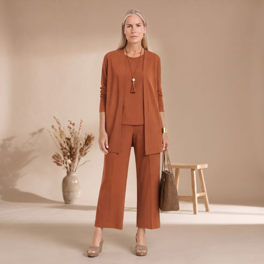 Dreiteiliges Outfit Damen mit Cardigan und Culotte - 9 - Jasminaboutique.com