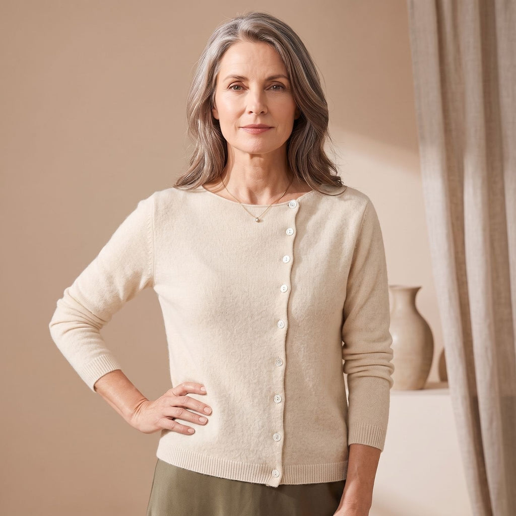 Cardigan Damen V-Ausschnitt elegante Knopfleiste - 2 - Jasminaboutique.com