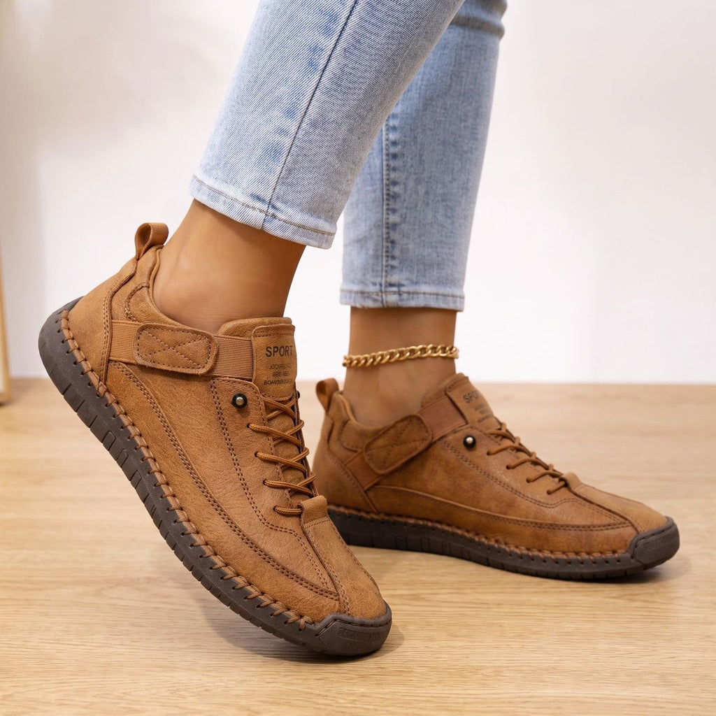 Sneakers Damen mit Schnürung und Klettverschluss, sportlicher Look - 2 - Jasminaboutique.com