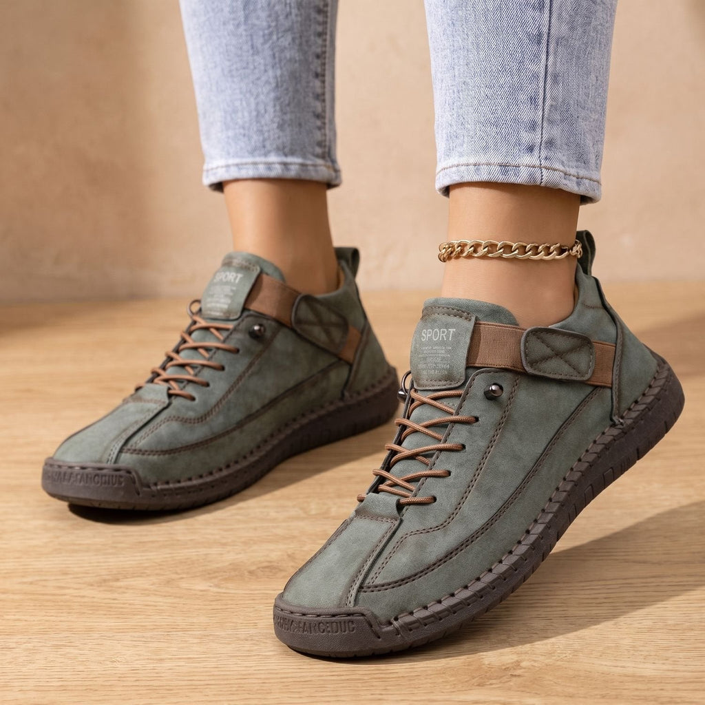 Sneakers Damen mit Schnürung und Klettverschluss, sportlicher Look - 5 - Jasminaboutique.com