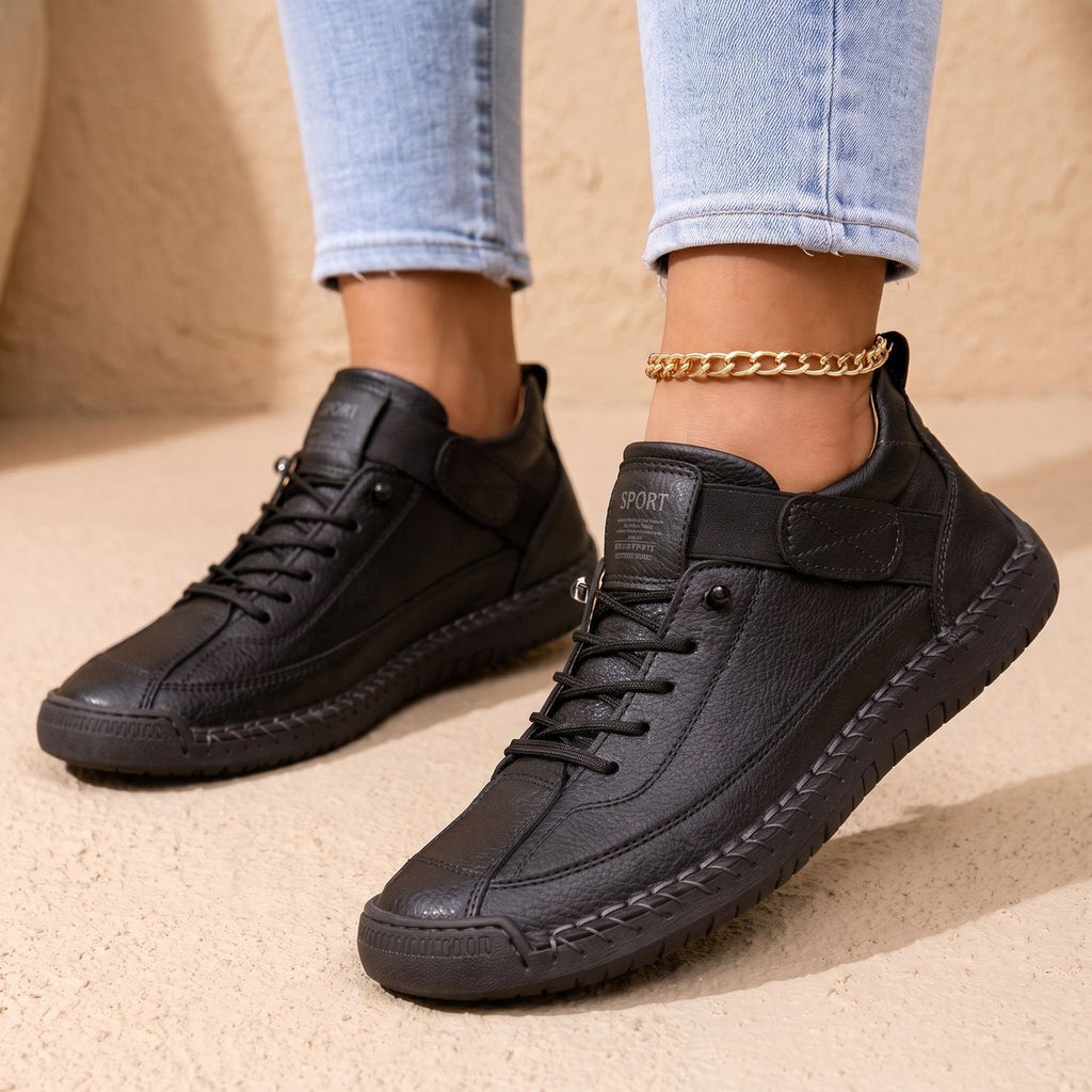 Sneakers Damen mit Schnürung und Klettverschluss, sportlicher Look - 6 - Jasminaboutique.com
