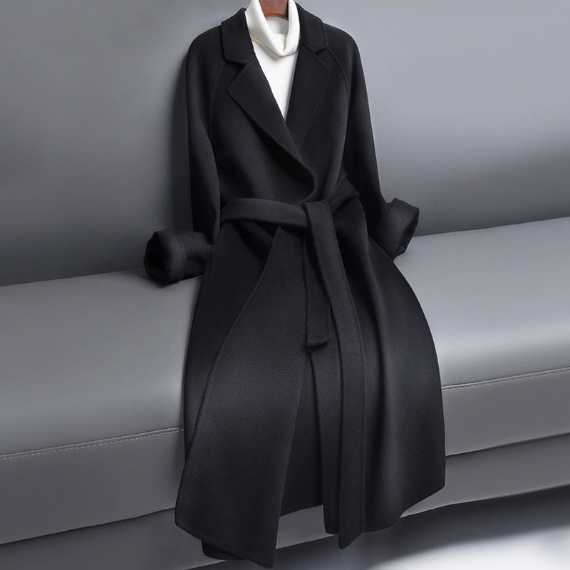 Wintermantel Damen mit Gürtel, tailliert, lang, schlichter Stil - 1 - Jasminaboutique.com