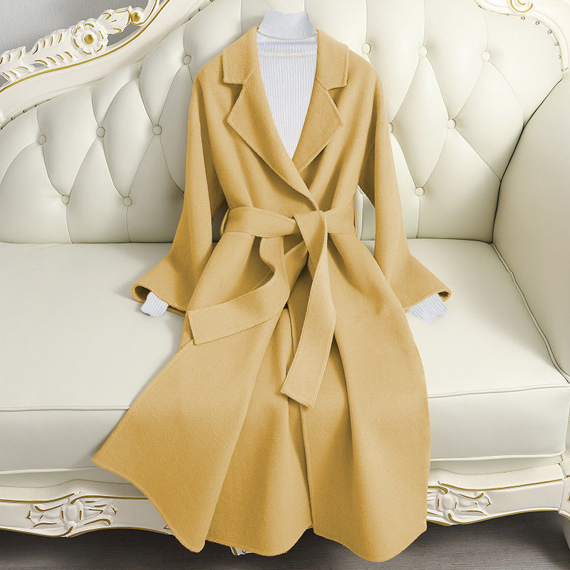 Wintermantel Damen mit Gürtel, tailliert, lang, schlichter Stil - 5 - Jasminaboutique.com