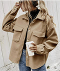 Oversized Damen Jacke mit Kragen und Taschen - 2 - Jasminaboutique.com
