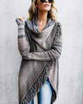 Cardigan Damen mit Fransen und gestreiftem Design - 6 - Jasminaboutique.com