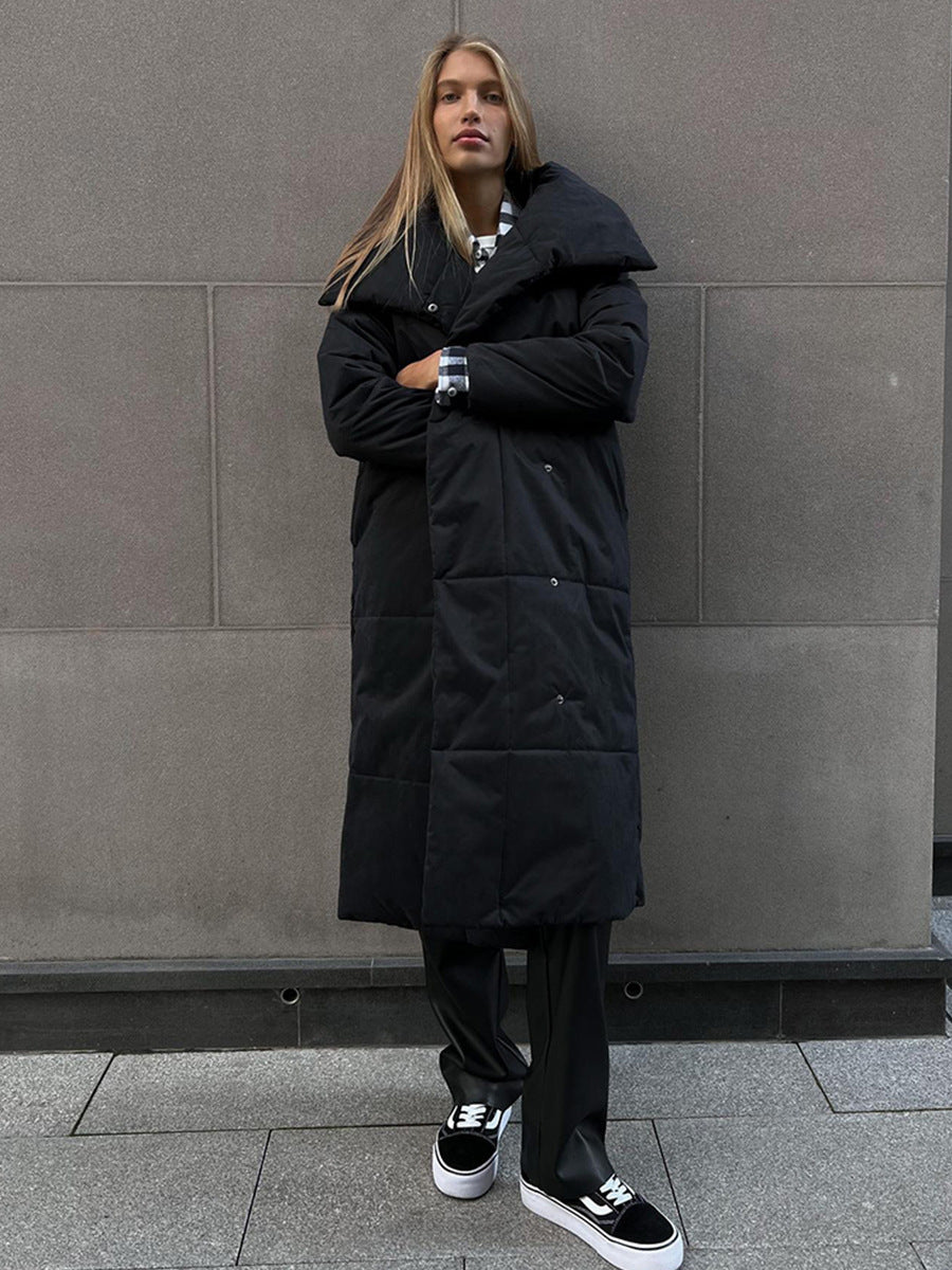 Wickelcoat Damen mit großem Revers und Gürtel, lang - 2 - Jasminaboutique.com