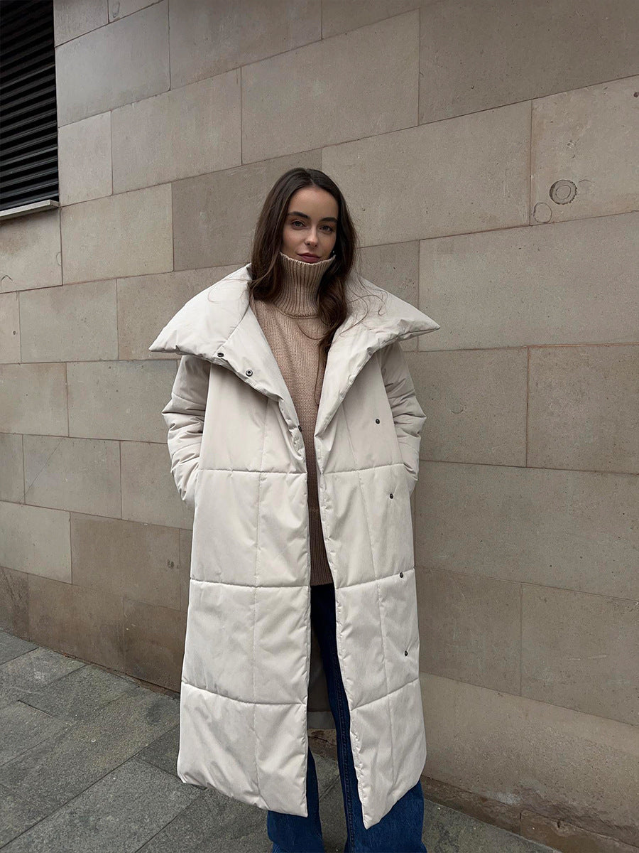 Wickelcoat Damen mit großem Revers und Gürtel, lang - 4 - Jasminaboutique.com