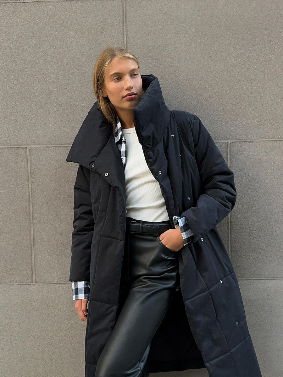 Wickelcoat Damen mit großem Revers und Gürtel, lang - 6 - Jasminaboutique.com
