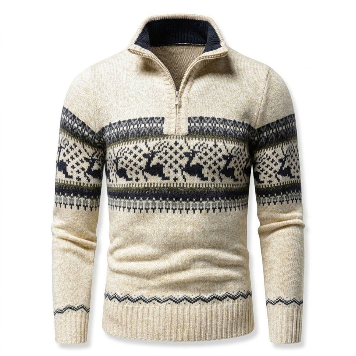 Troyer Pullover Herren mit Half-Zip und Wintermotiv - 4 - Jasminaboutique.com