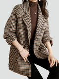 Oversize Mantel Damen mit Karomuster und Doppelreiher - 1 - Jasminaboutique.com