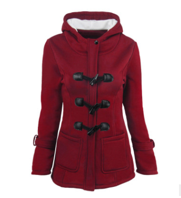 Winterjacke Damen mit Kapuze und Knopfverschluss, Slim Fit, mit Taschen - 2 - Jasminaboutique.com