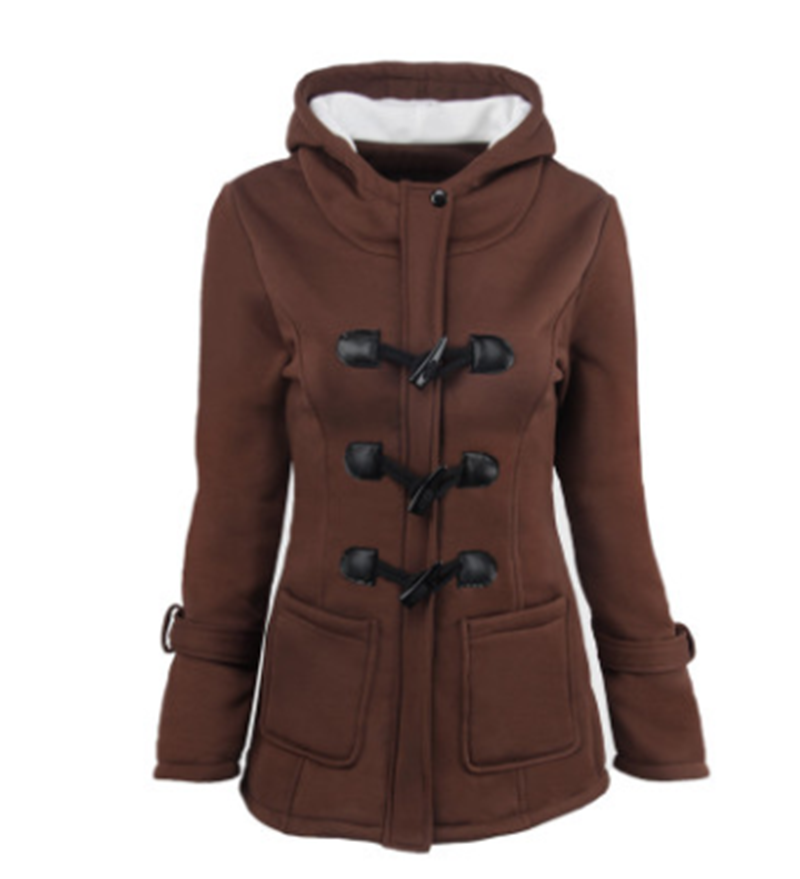 Winterjacke Damen mit Kapuze und Knopfverschluss, Slim Fit, mit Taschen - 3 - Jasminaboutique.com