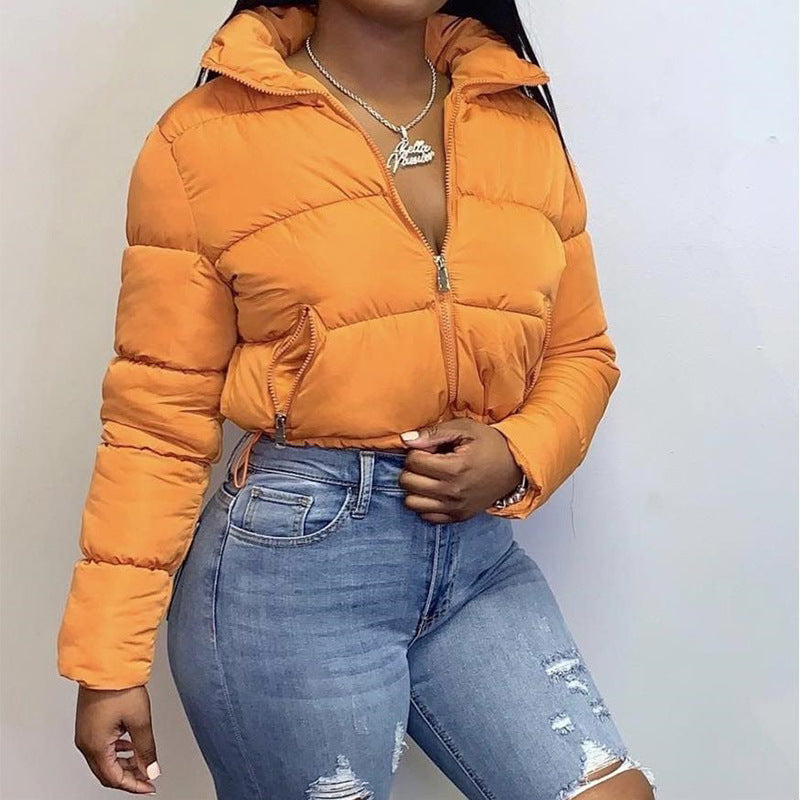 Kurzjacke Damen mit Stehkragen und Reißverschluss, tailliert - 6 - Jasminaboutique.com