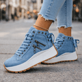 Sneaker Damen mit seitlichen Reißverschlussdetails und Plateau-Sohle - 1 - Jasminaboutique.com