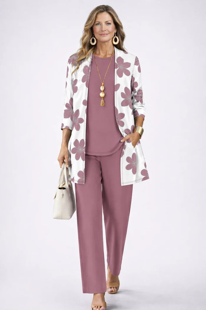Zwei-Teile Set Damen mit langer Jacke und weitem Hosen - 11 - Jasminaboutique.com