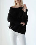 Oversized Pullover Damen mit schulterfreiem Schnitt und lässigem Look - 1 - Jasminaboutique.com