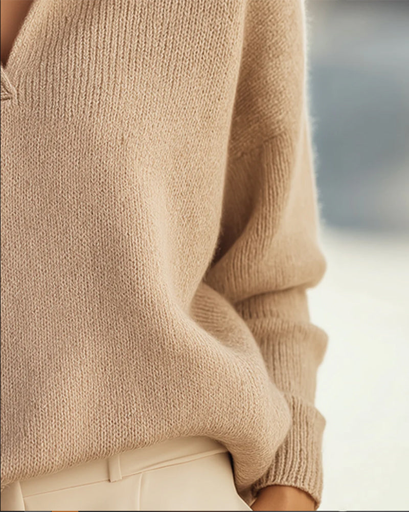 Pullover Damen V-Ausschnitt lässiger Schnitt - 2 - Jasminaboutique.com