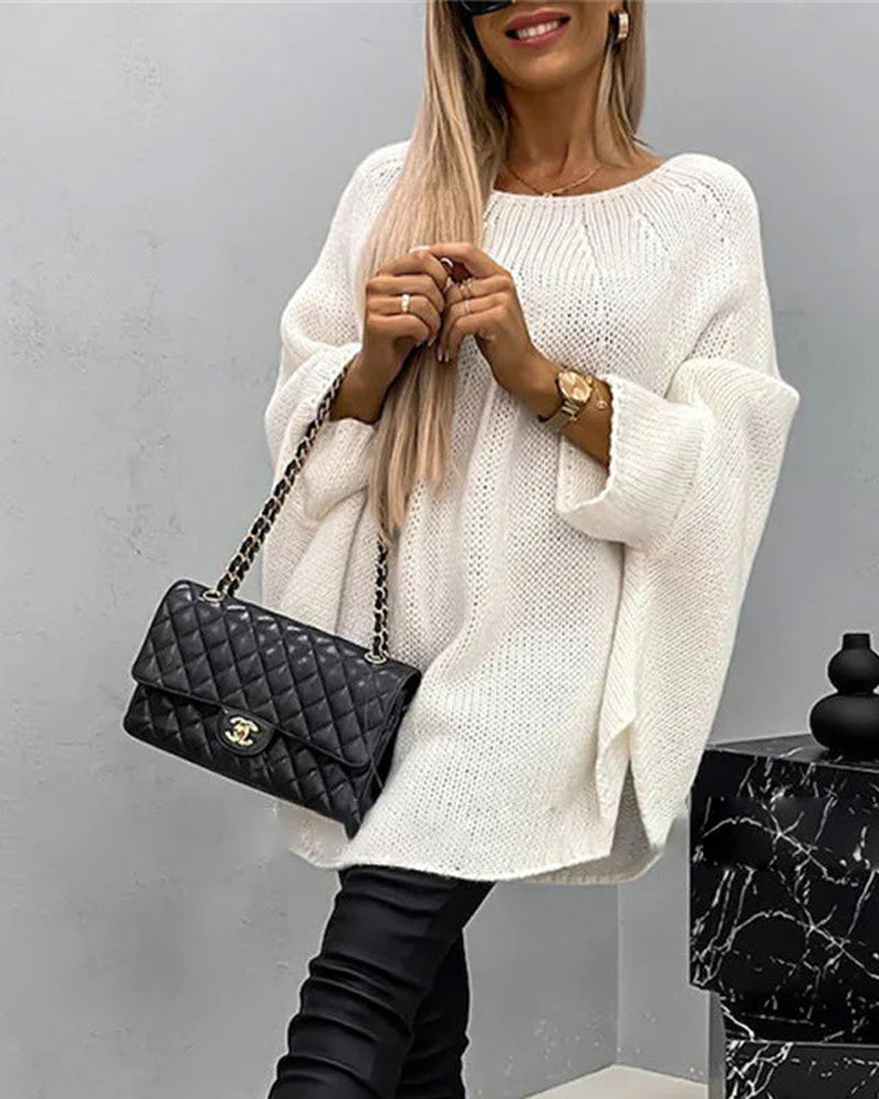 Pullover Damen mit weitem Schnitt und Rundhalsausschnitt - 1 - Jasminaboutique.com