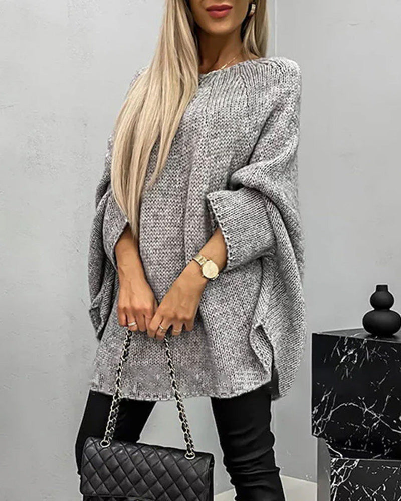 Pullover Damen mit weitem Schnitt und Rundhalsausschnitt - 5 - Jasminaboutique.com