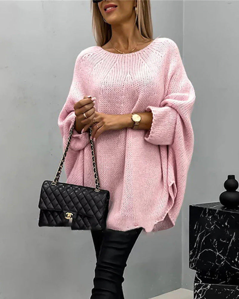 Pullover Damen mit weitem Schnitt und Rundhalsausschnitt - 6 - Jasminaboutique.com