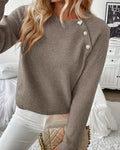 Pullover Damen mit Raglanärmeln und Knopfdetails - 1 - Jasminaboutique.com