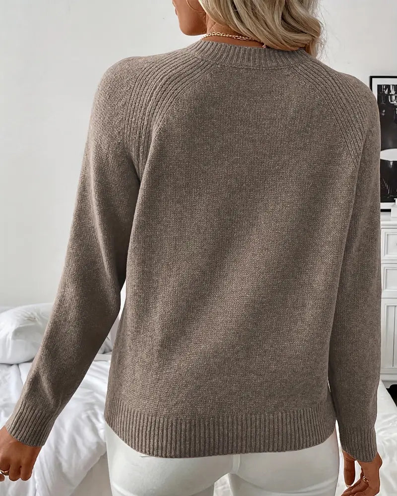 Pullover Damen mit Raglanärmeln und Knopfdetails - 3 - Jasminaboutique.com