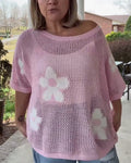 Pullover Damen mit Blumenmuster und weitem Schnitt - 1 - Jasminaboutique.com
