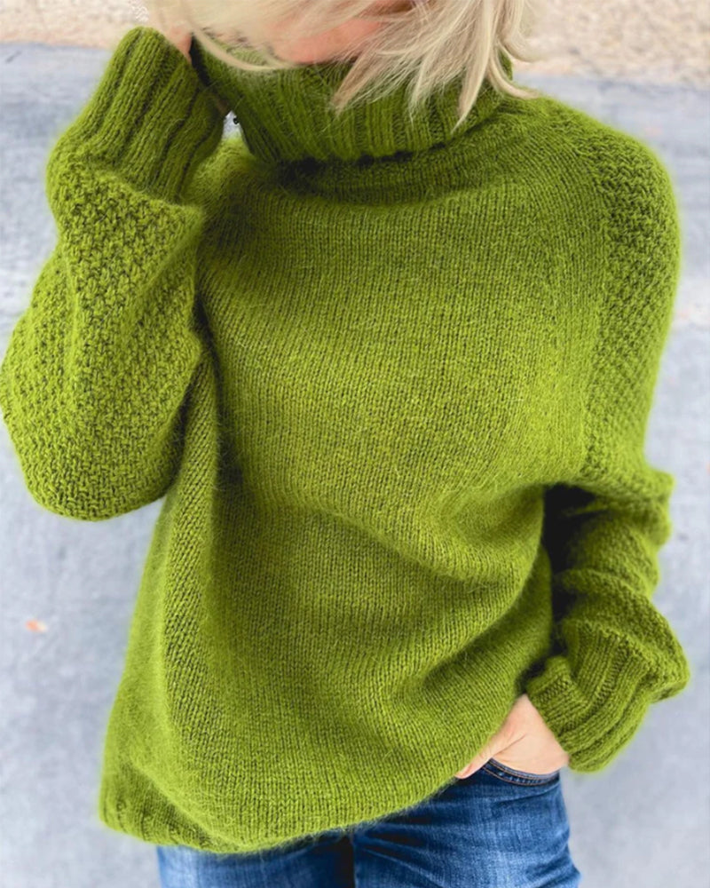 Pullover Damen mit hohem Kragen und Raglanärmeln - 2 - Jasminaboutique.com