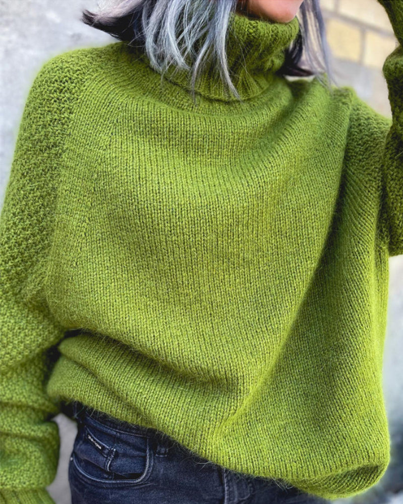 Pullover Damen mit hohem Kragen und Raglanärmeln - 3 - Jasminaboutique.com