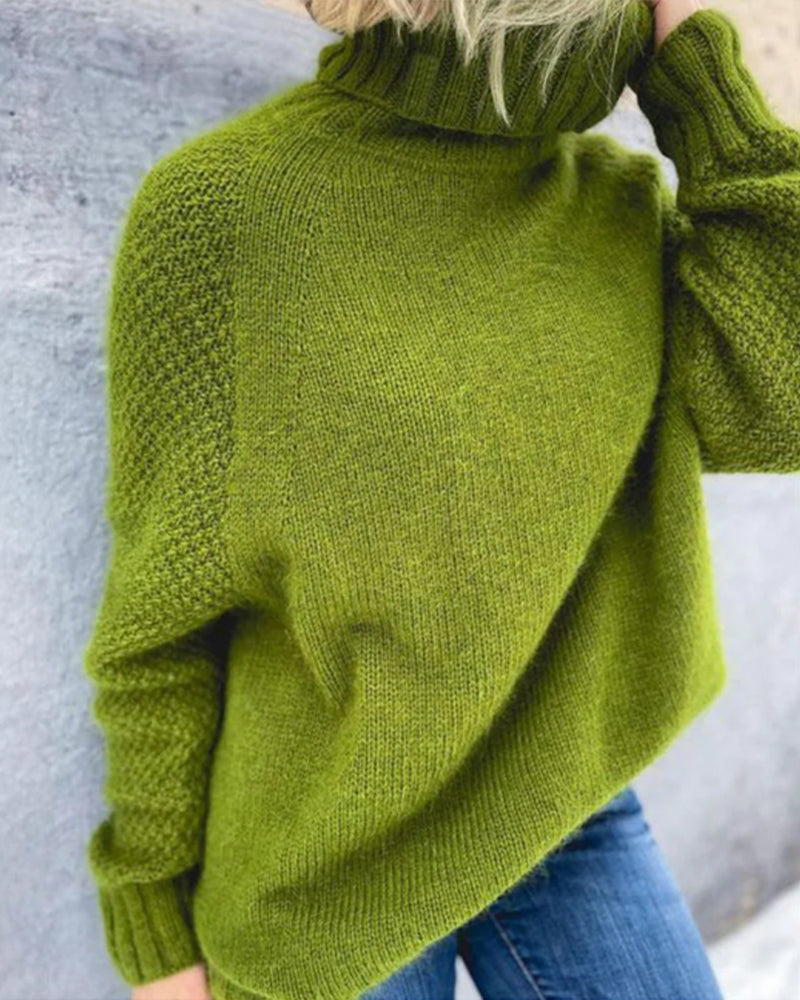 Pullover Damen mit hohem Kragen und Raglanärmeln - 4 - Jasminaboutique.com