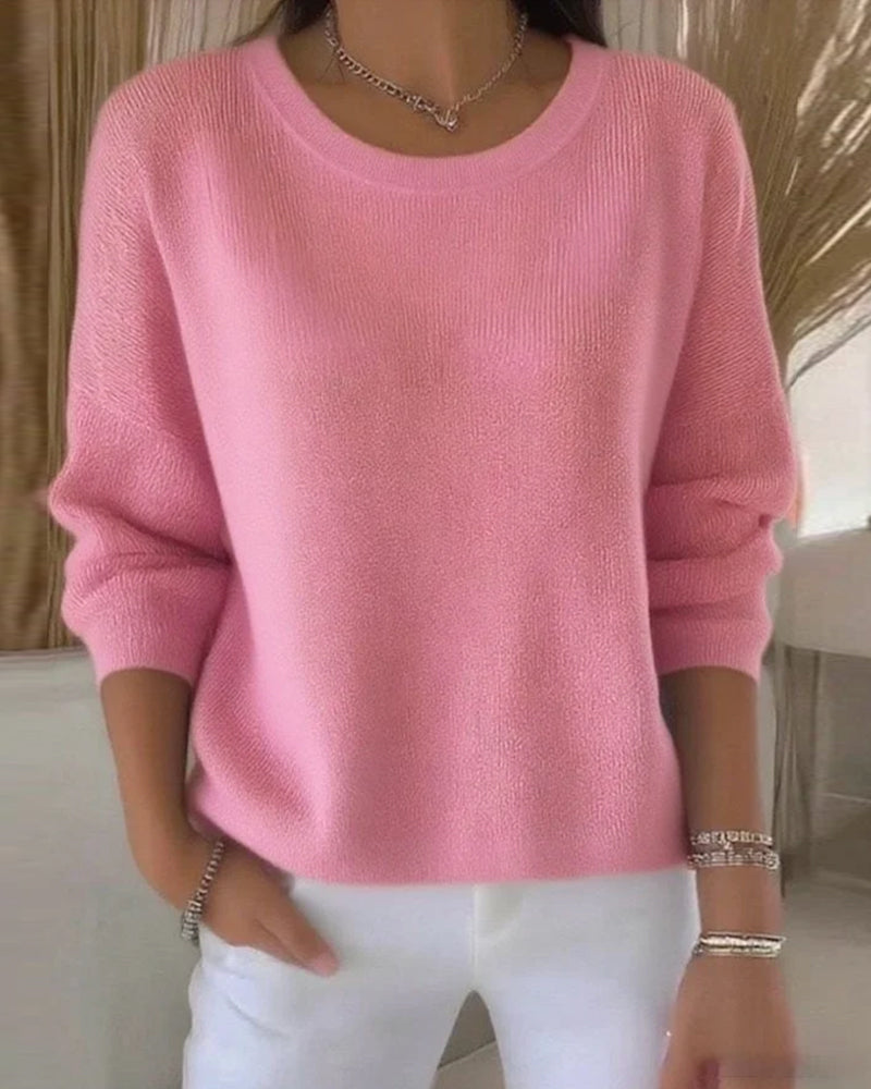 Pullover Damen Rundhalsausschnitt lange Ärmel - 2 - Jasminaboutique.com