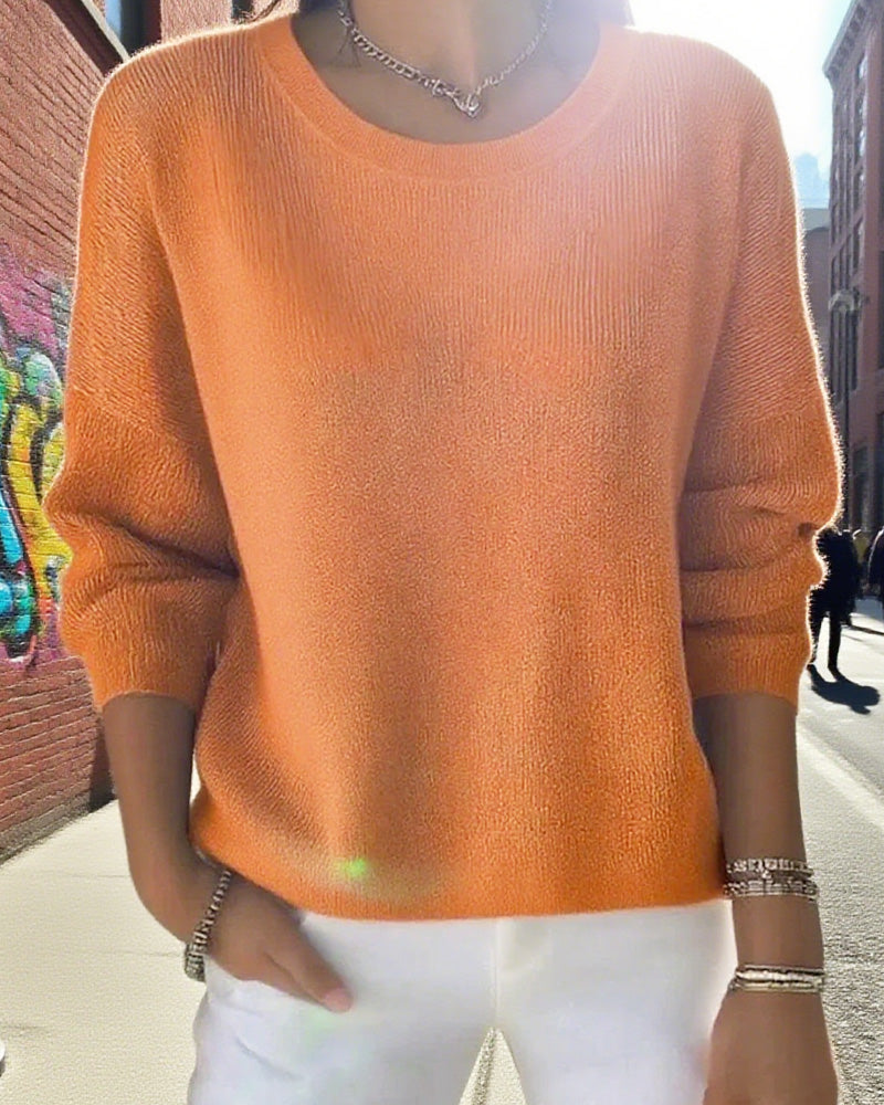 Pullover Damen Rundhalsausschnitt lange Ärmel - 5 - Jasminaboutique.com