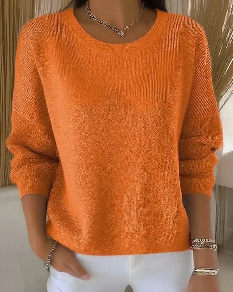 Pullover Damen Rundhalsausschnitt lange Ärmel - 6 - Jasminaboutique.com