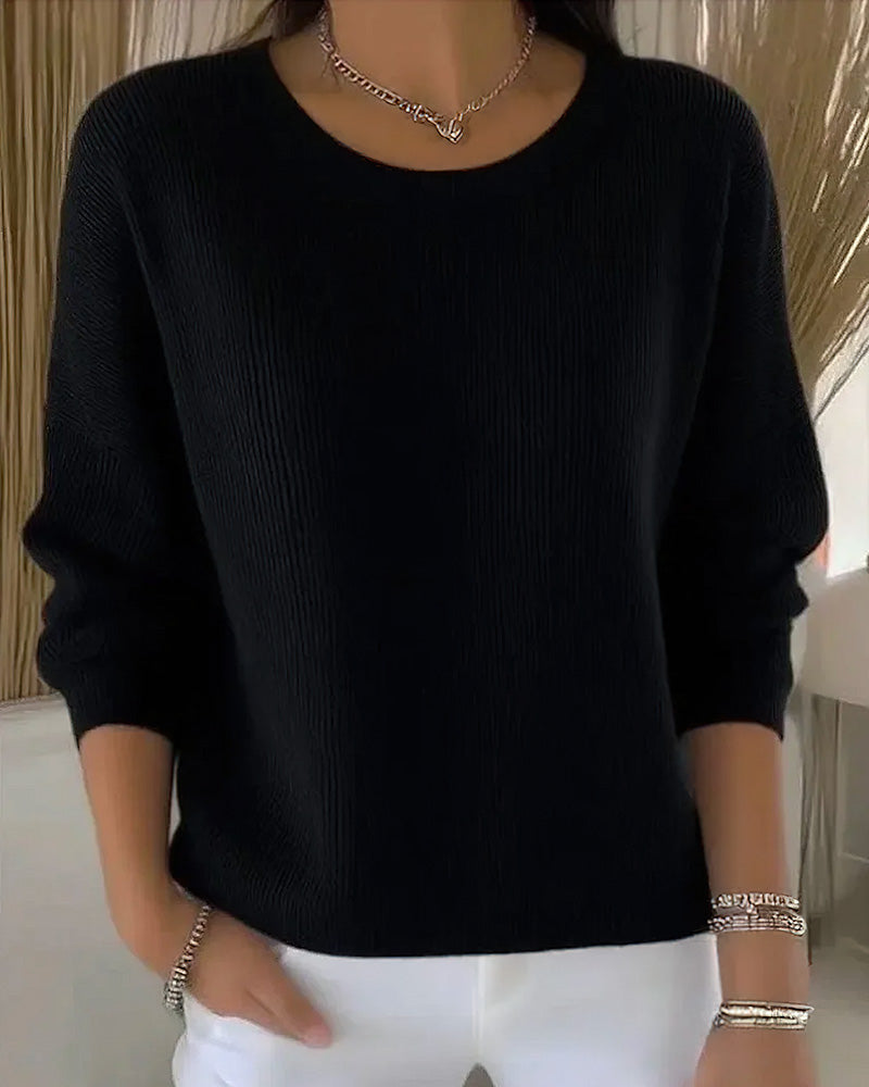 Pullover Damen Rundhalsausschnitt lange Ärmel - 8 - Jasminaboutique.com