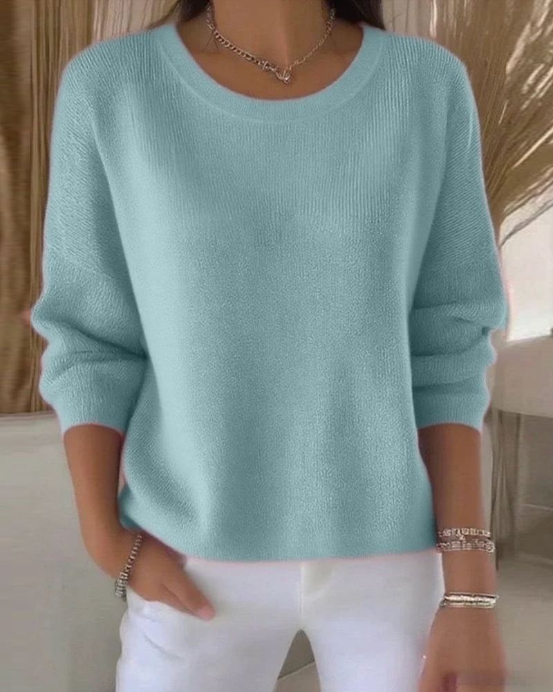 Pullover Damen Rundhalsausschnitt lange Ärmel - 12 - Jasminaboutique.com