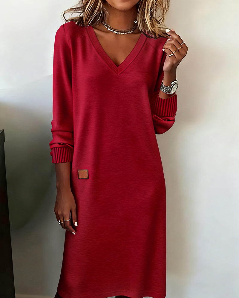 Wickelkleid Damen mit V-Ausschnitt und langen Ärmeln - 4 - Jasminaboutique.com