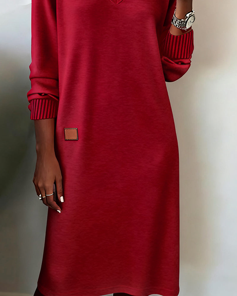 Wickelkleid Damen mit V-Ausschnitt und langen Ärmeln - 6 - Jasminaboutique.com