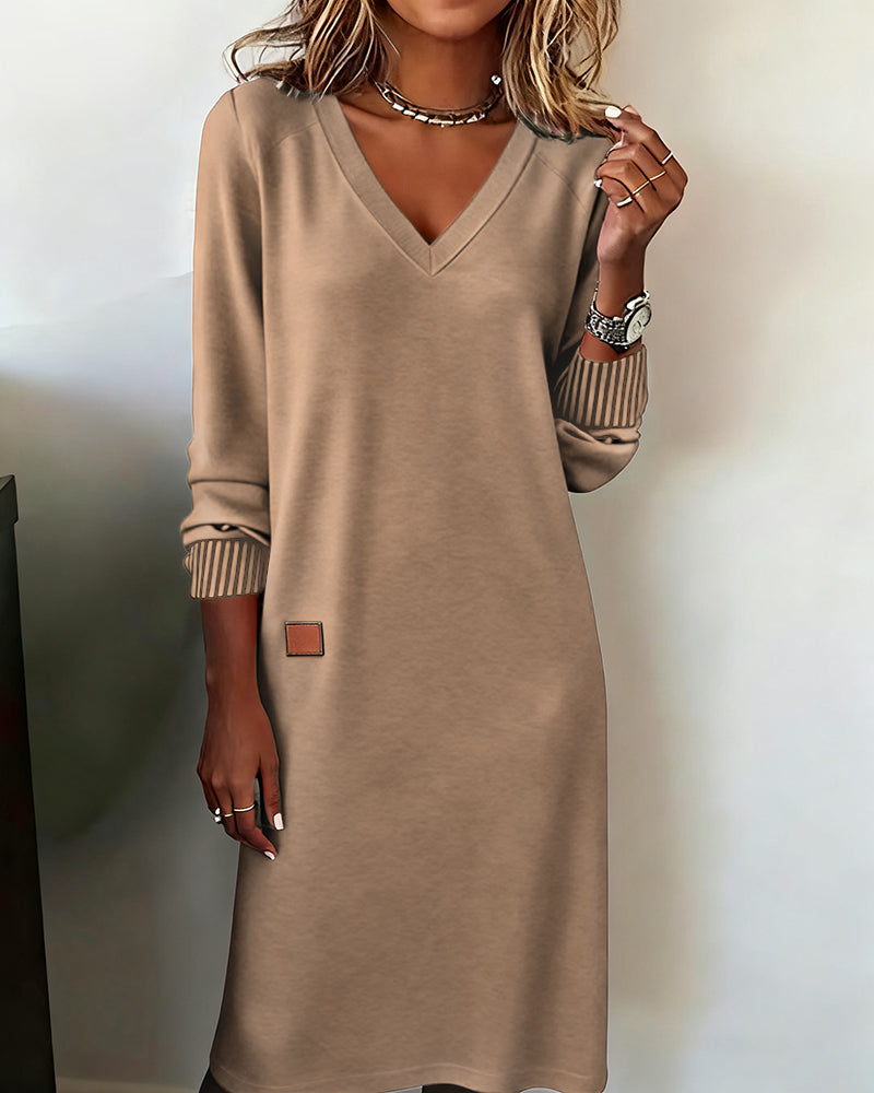 Wickelkleid Damen mit V-Ausschnitt und langen Ärmeln - 7 - Jasminaboutique.com