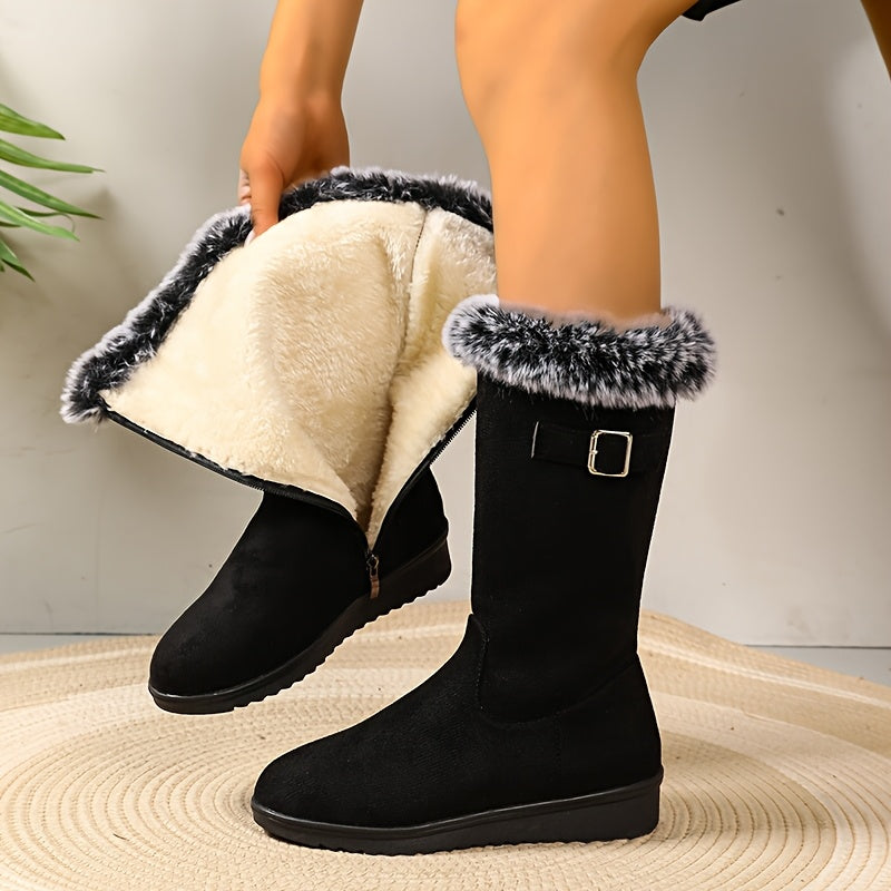 Stiefel Damen mit Kunstfellkragen und Reißverschluss - 1 - Jasminaboutique.com