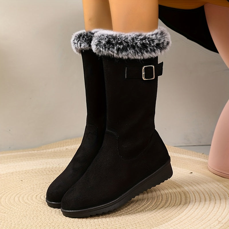 Stiefel Damen mit Kunstfellkragen und Reißverschluss - 2 - Jasminaboutique.com