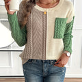 Pullover Damen mit zwei Farben und Zopfmuster - 1 - Jasminaboutique.com