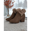 Stiefeletten Damen mit Kunstpelz und Blockabsatz - 1 - Jasminaboutique.com