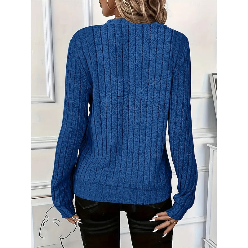 Pullover Damen mit Reißverschluss und Rippstruktur - 2 - Jasminaboutique.com