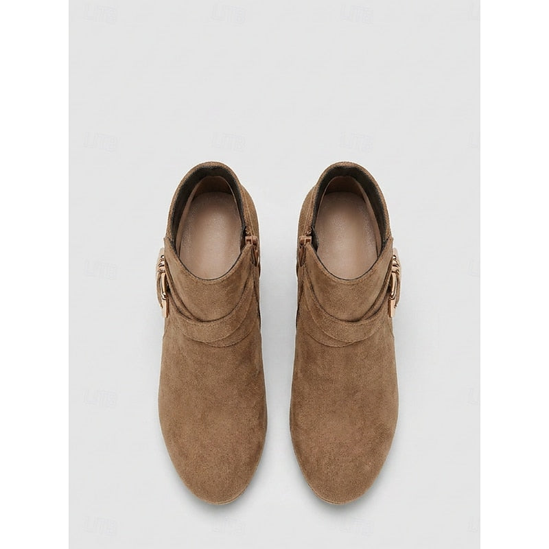 Stiefeletten Damen mit Blockabsatz und Schnalle - 3 - Jasminaboutique.com