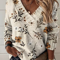 Pullover Damen V-Ausschnitt Blumenmuster - 1 - Jasminaboutique.com